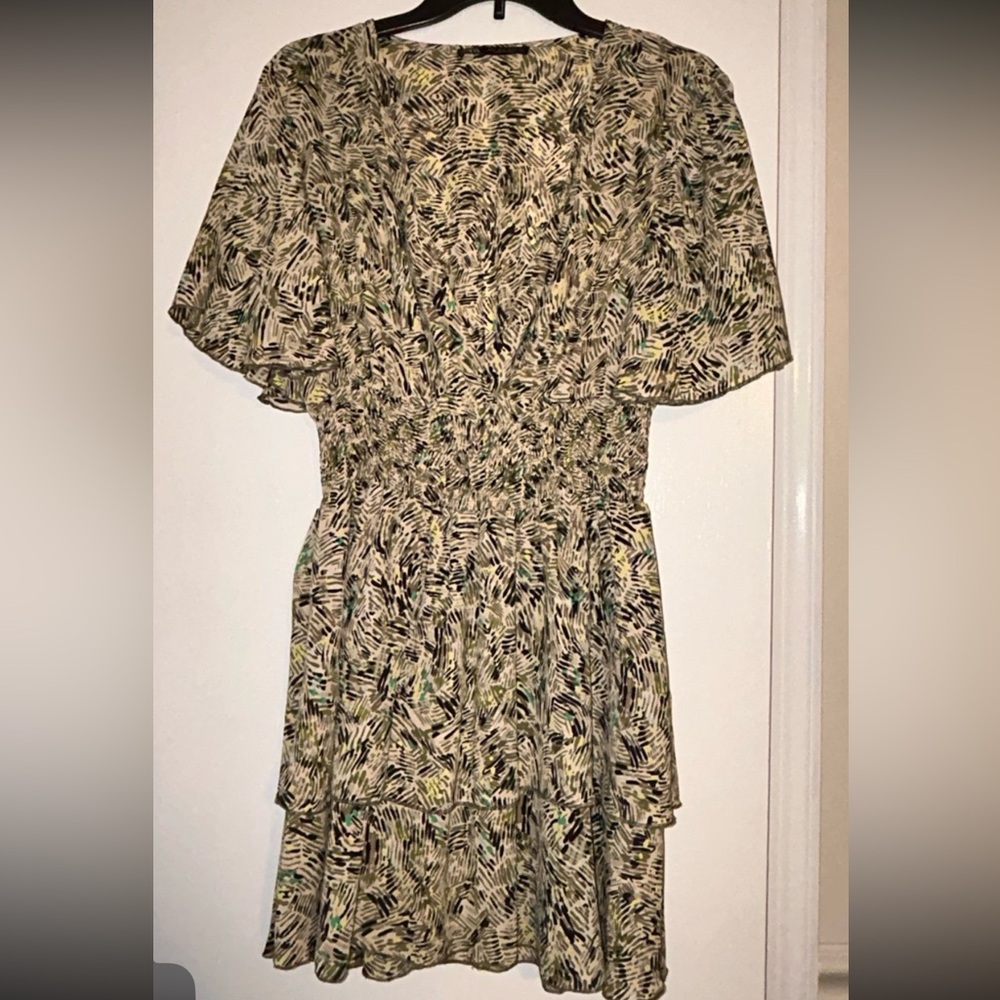 Zara Black and Cream Patterned Mini Dress